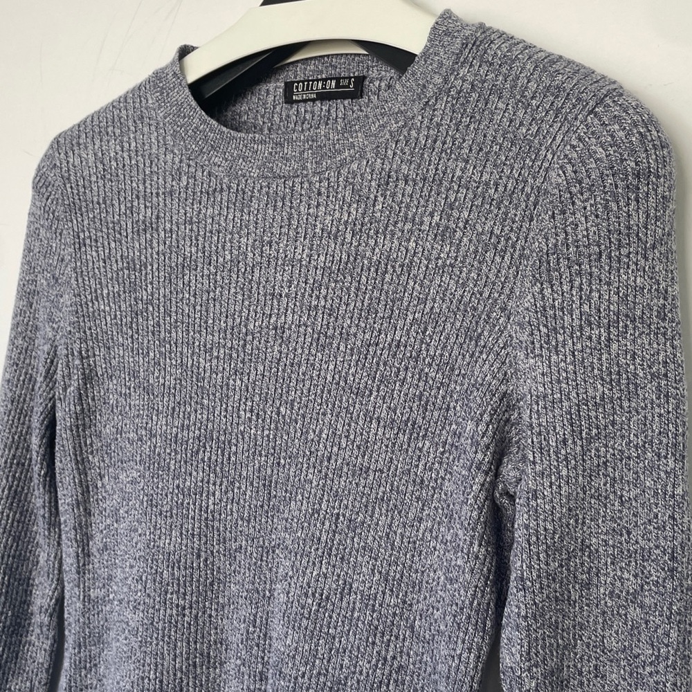Cotton On Women's Heathered Blue Crewneck Sweater Small